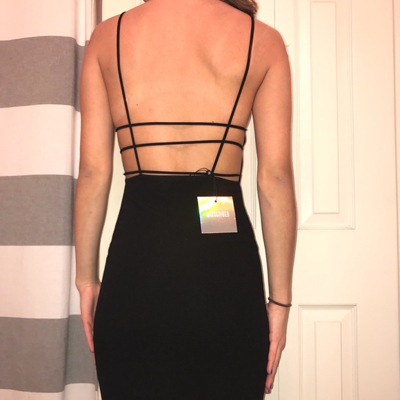 black square neck midi dress